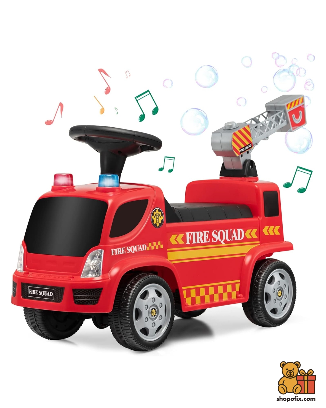 HONEY JOY Ride-On Push Fire Truck