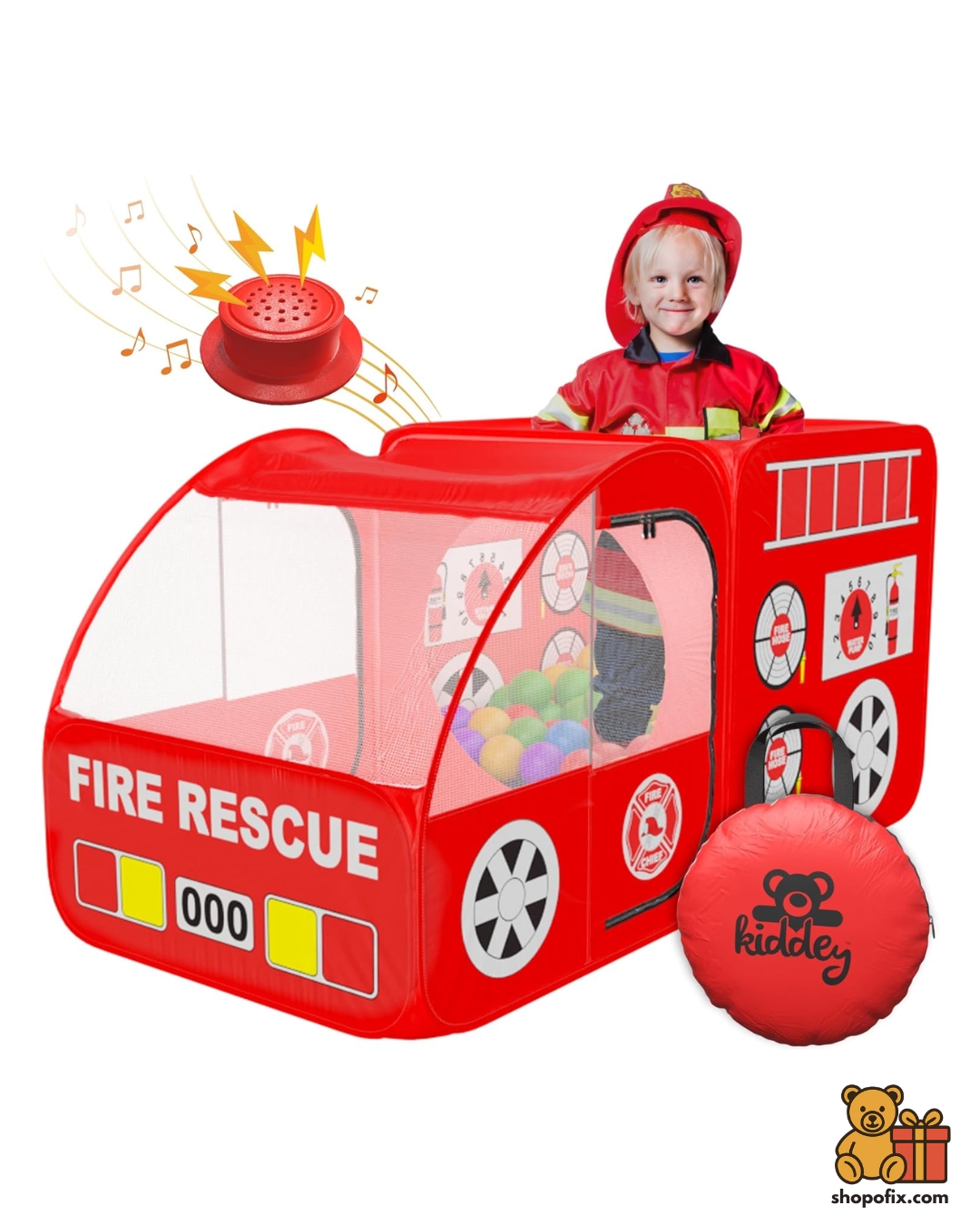 Kiddey Fire Truck Play Tent with Sound
