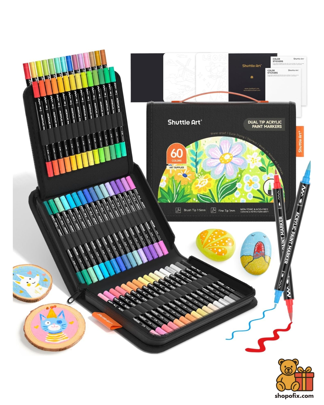 Shuttle Art 60 Colors Dual Tip Acrylic Paint Markers