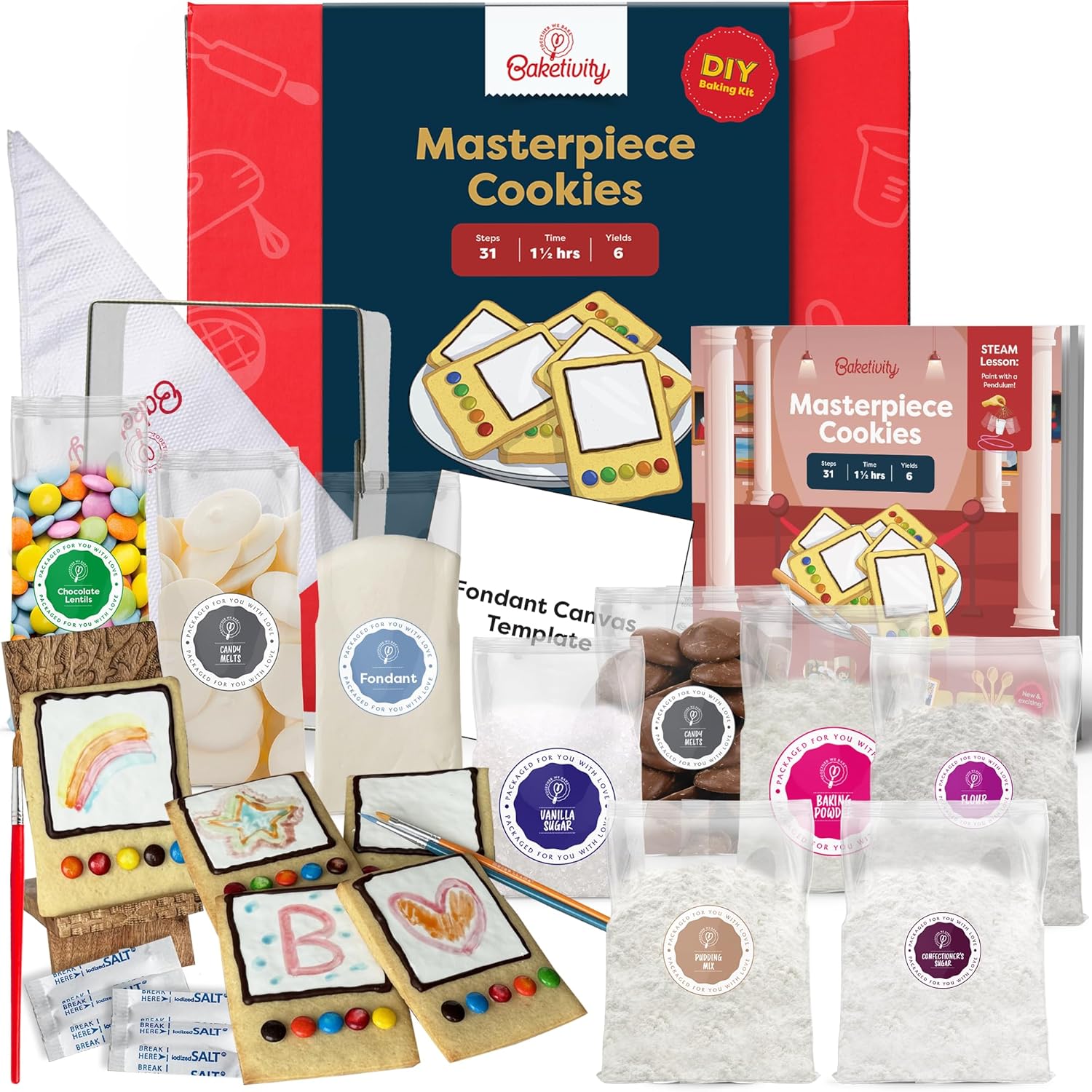 Baketivity Masterpiece Cookies Kids Baking Kit - Baker Toys for Kids