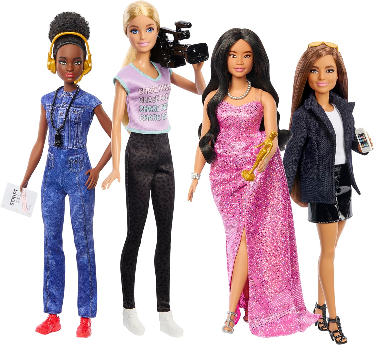 Barbie Careers Women in Film with Studio Executive, Director, Cinematographer - Reporter Toys for Kids