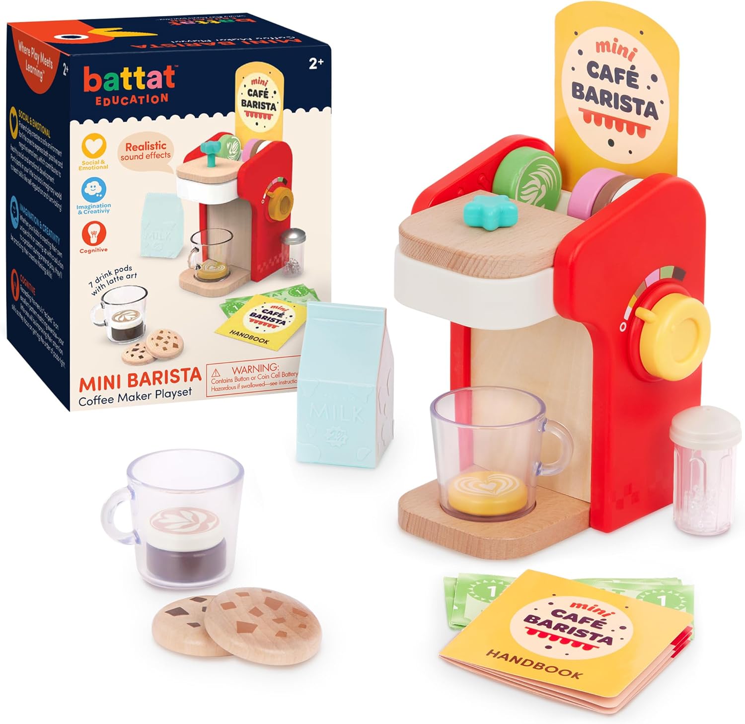 Battat Education Wooden Barista Playset - Barista Toys for Kids