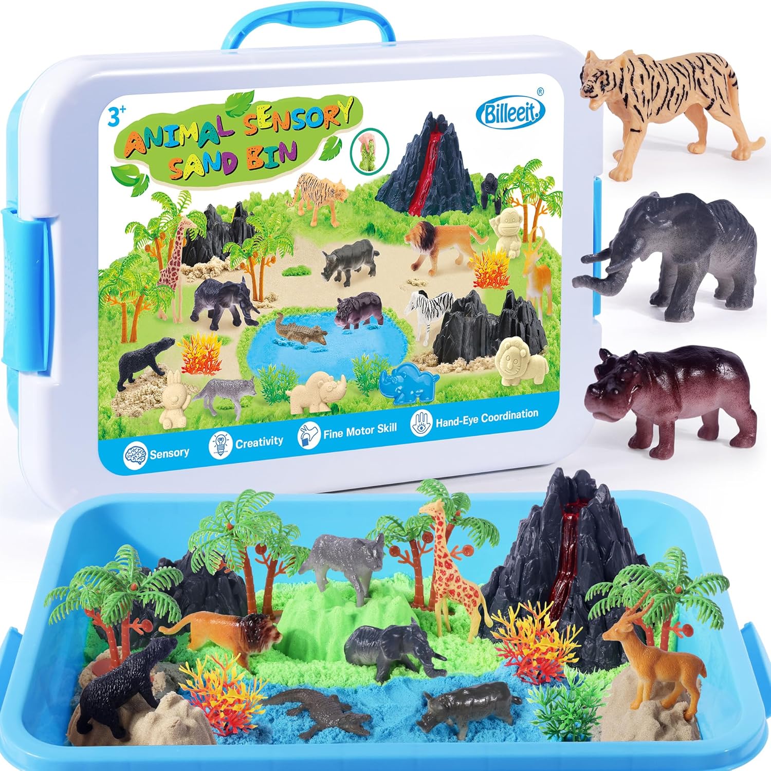 Billeeit Animal Sensory Bin Sand Toy - Zookeeper Toys for Kids