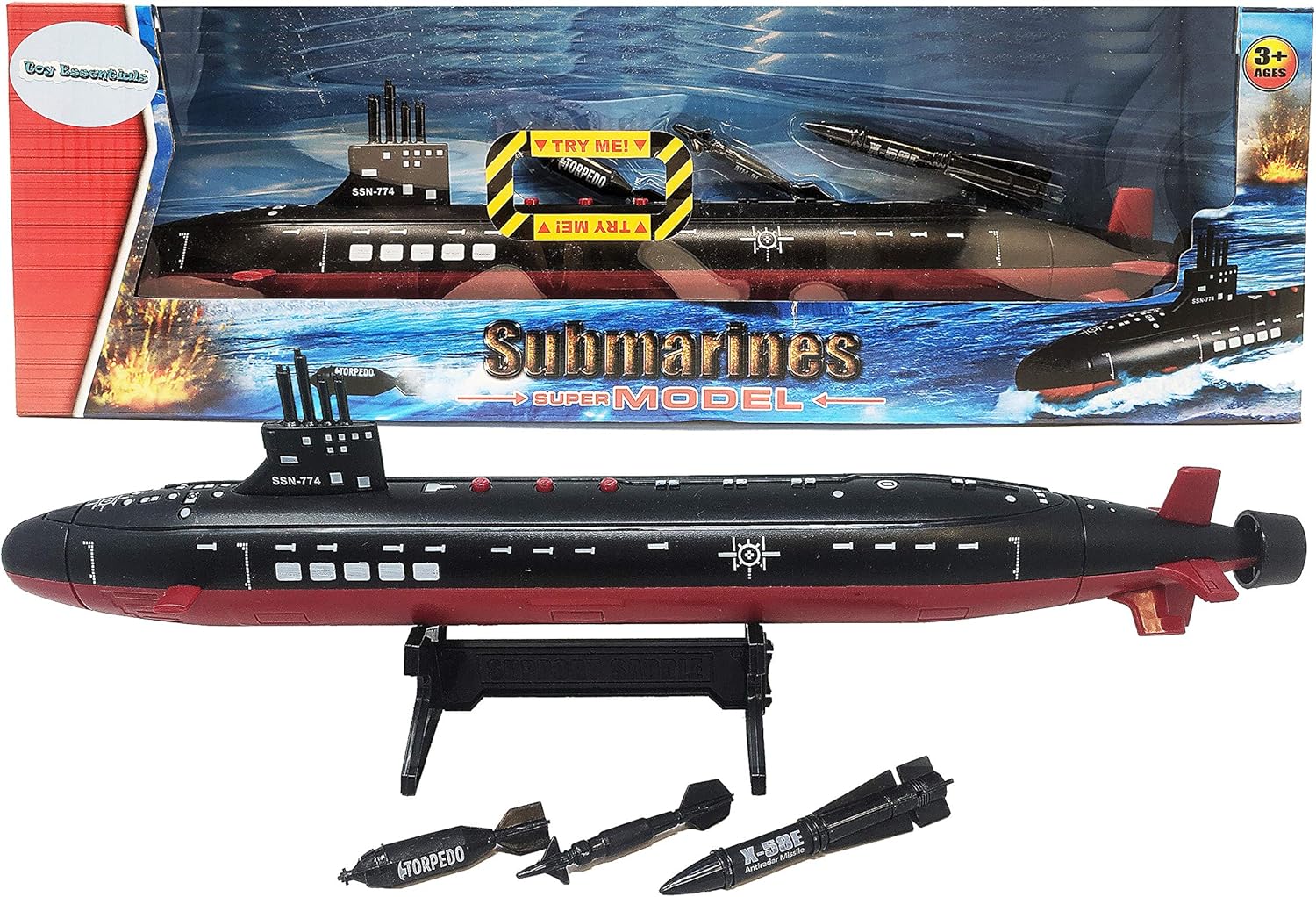 Black Submarine and Torpedo - Navy Officer Toys