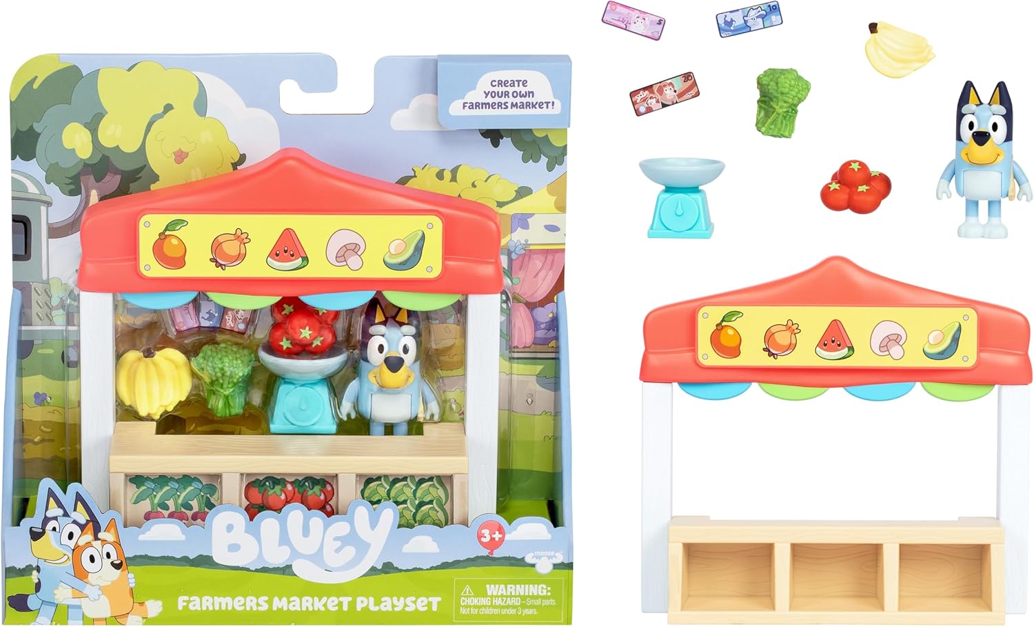 Bluey Farmers Market Playset - Farmer Toys for Kids