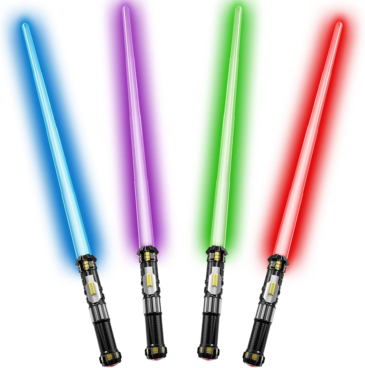 Cawiew 4 Pack Light up Sword Light Saber with FX Sound - Star Wars Toys for Kids