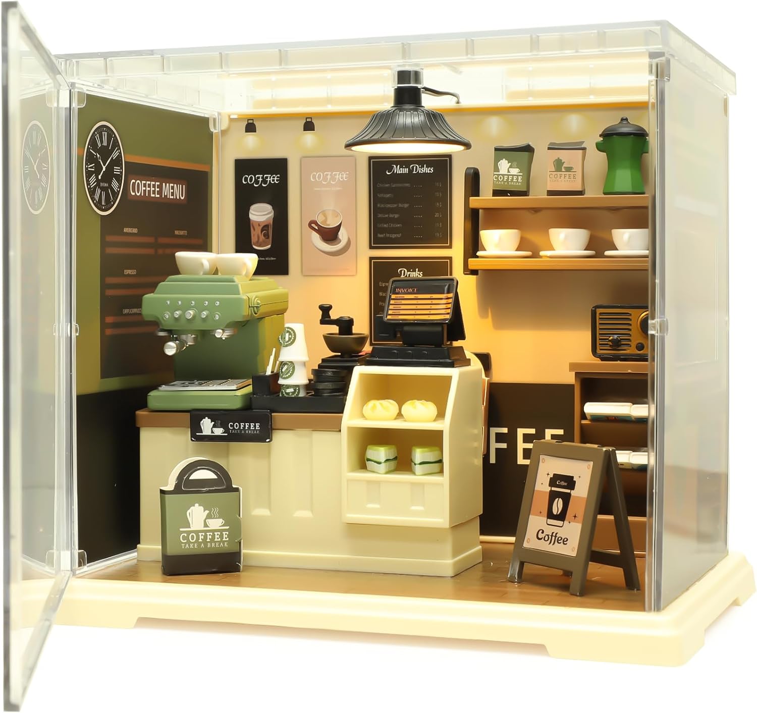 Coffee Shop Mini Model Kits with LED - Barista Toys for Kids
