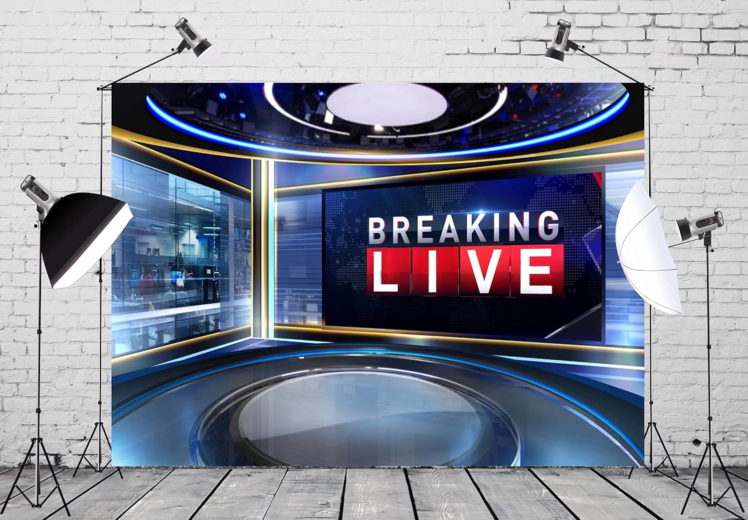 Fabric 5x3ft News Backdrop Photography TV Show Breaking News - Reporter Toys for Kids