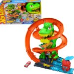 Hot Wheels Toy Car Track Set City T-Rex Blaze Battle