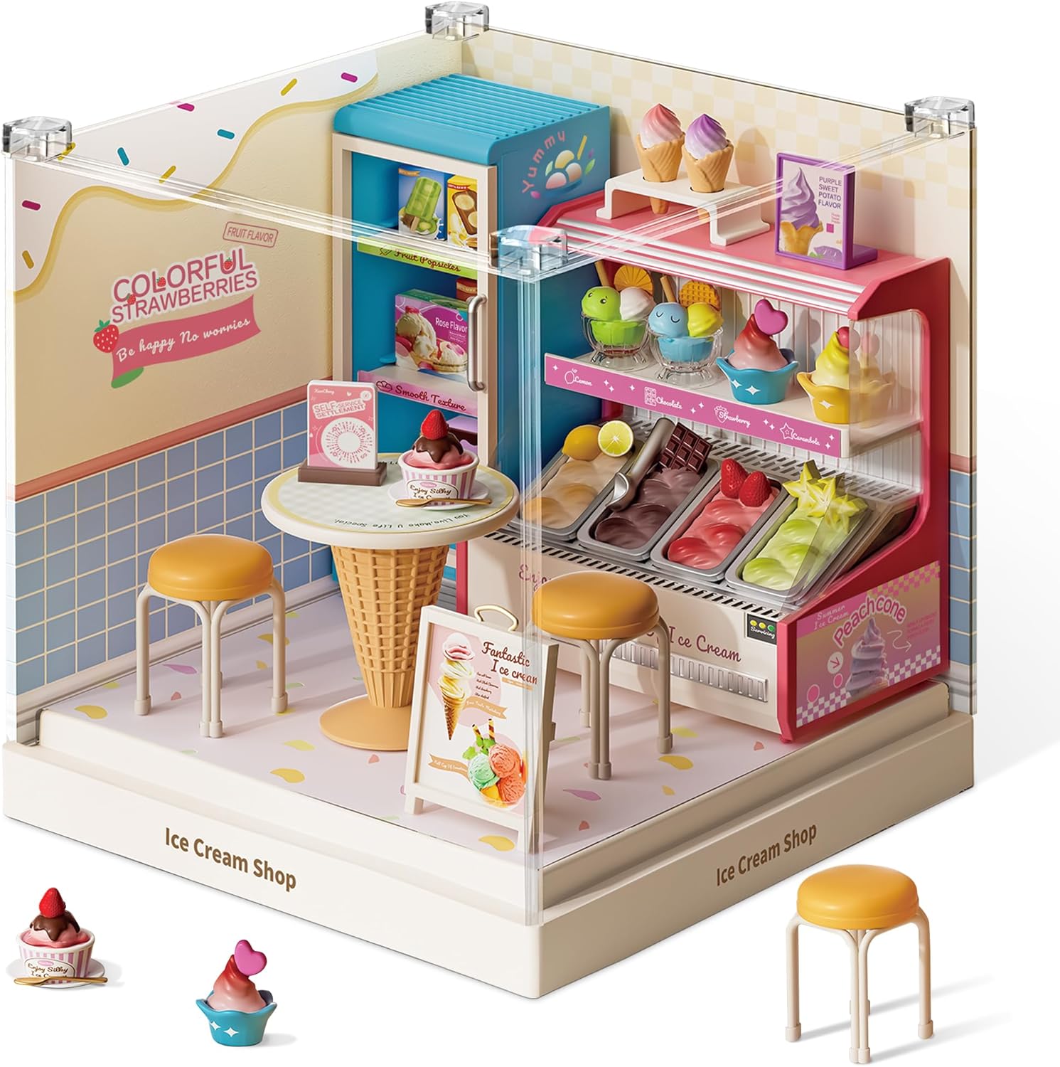 Ice Cream Shop Miniature House 3D Model Building - Ice Cream Shop Owner Toys