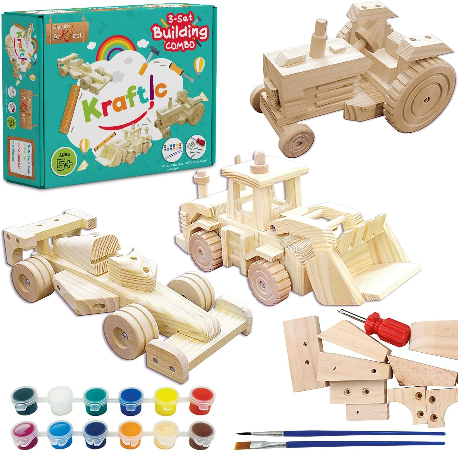 Kraftic Woodworking Building Kit for Kids - Carpenter Toys for Kids