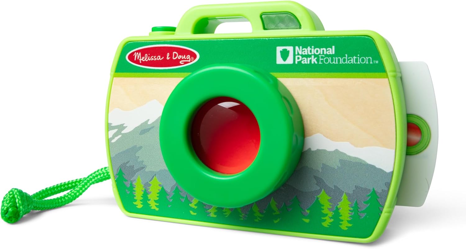 Melissa & Doug Rocky Mountain National Park Sights and Sounds Wooden Toy Camera - Photographer Toys for Kids