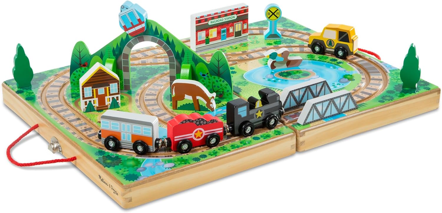 Melissa & Doug Take-Along Railroad Tabletop - Train Tables Toys for Kids