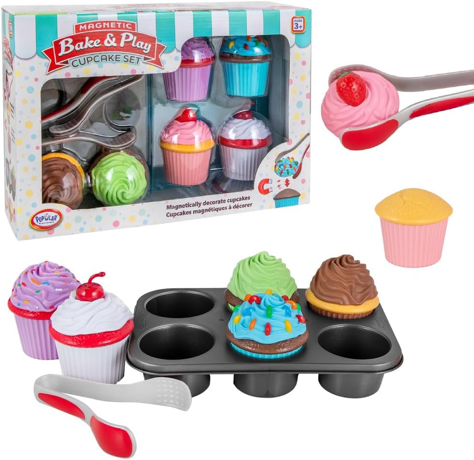 Popular Playthings Magnetic Bake & Play Cupcakes Toy Set - Baker Toys for Kids