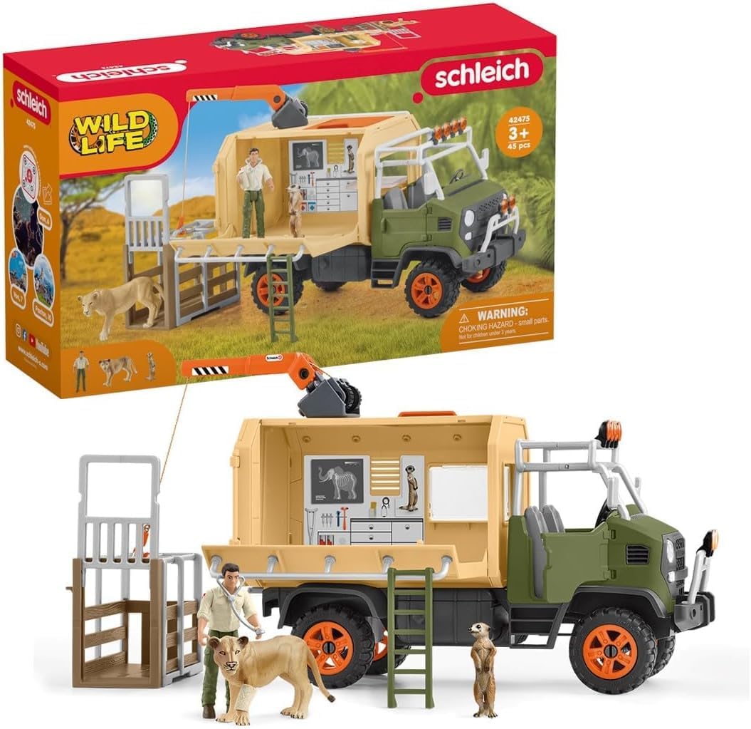 Schleich Wild Life 45 PC Animal Rescue Toy Truck Playset - Zookeeper Toys for Kids