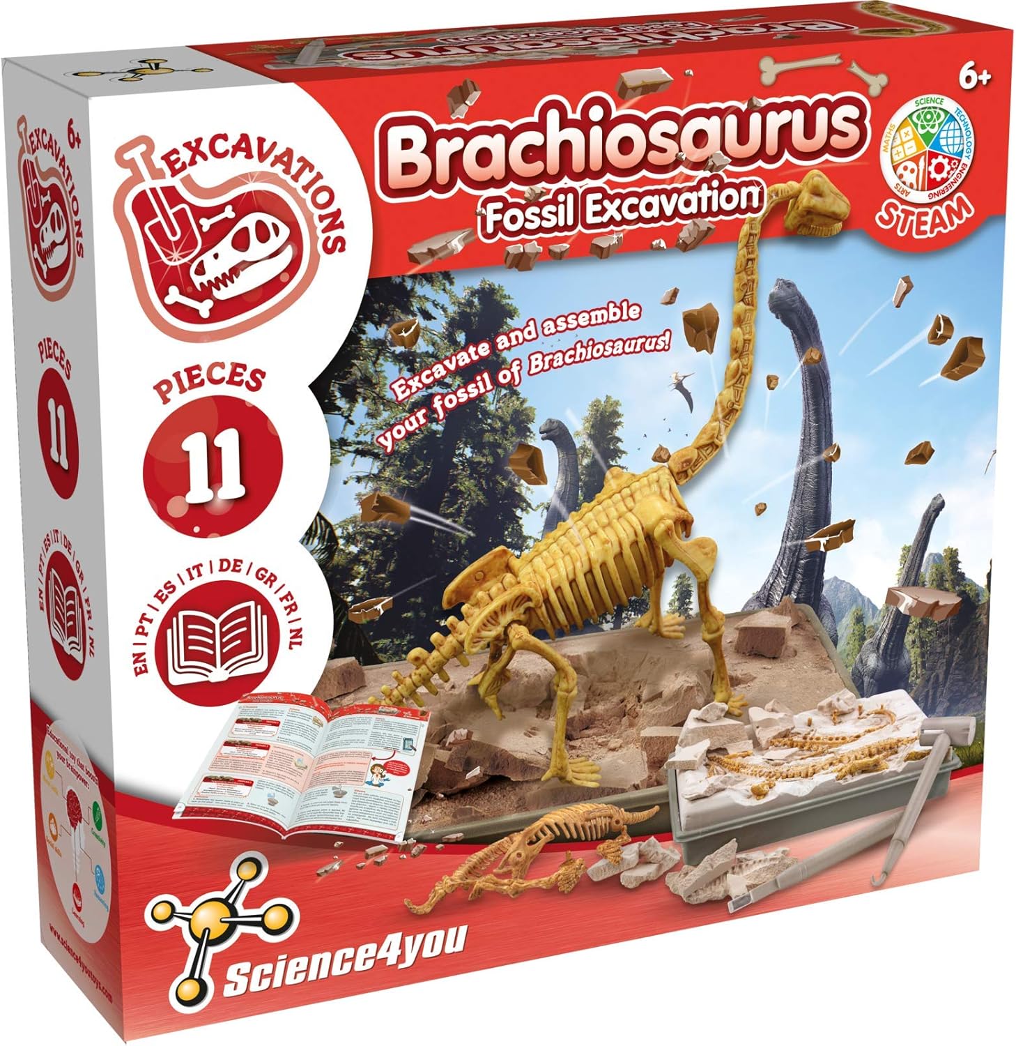 Science4you Brachiosaurus Dinosaur Fossil Digging Kit - Paleontologist Toys for Kids