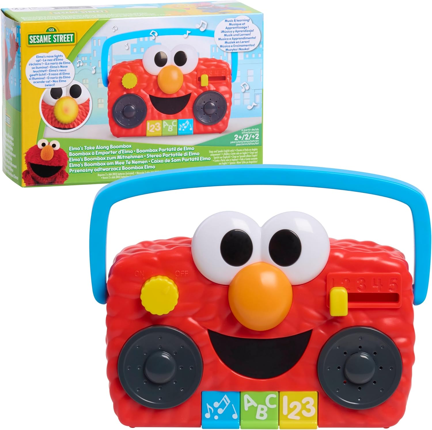 Sesame Street Elmo Take Along Boombox with Lights & Sounds - Sesame Street Toys for Kids