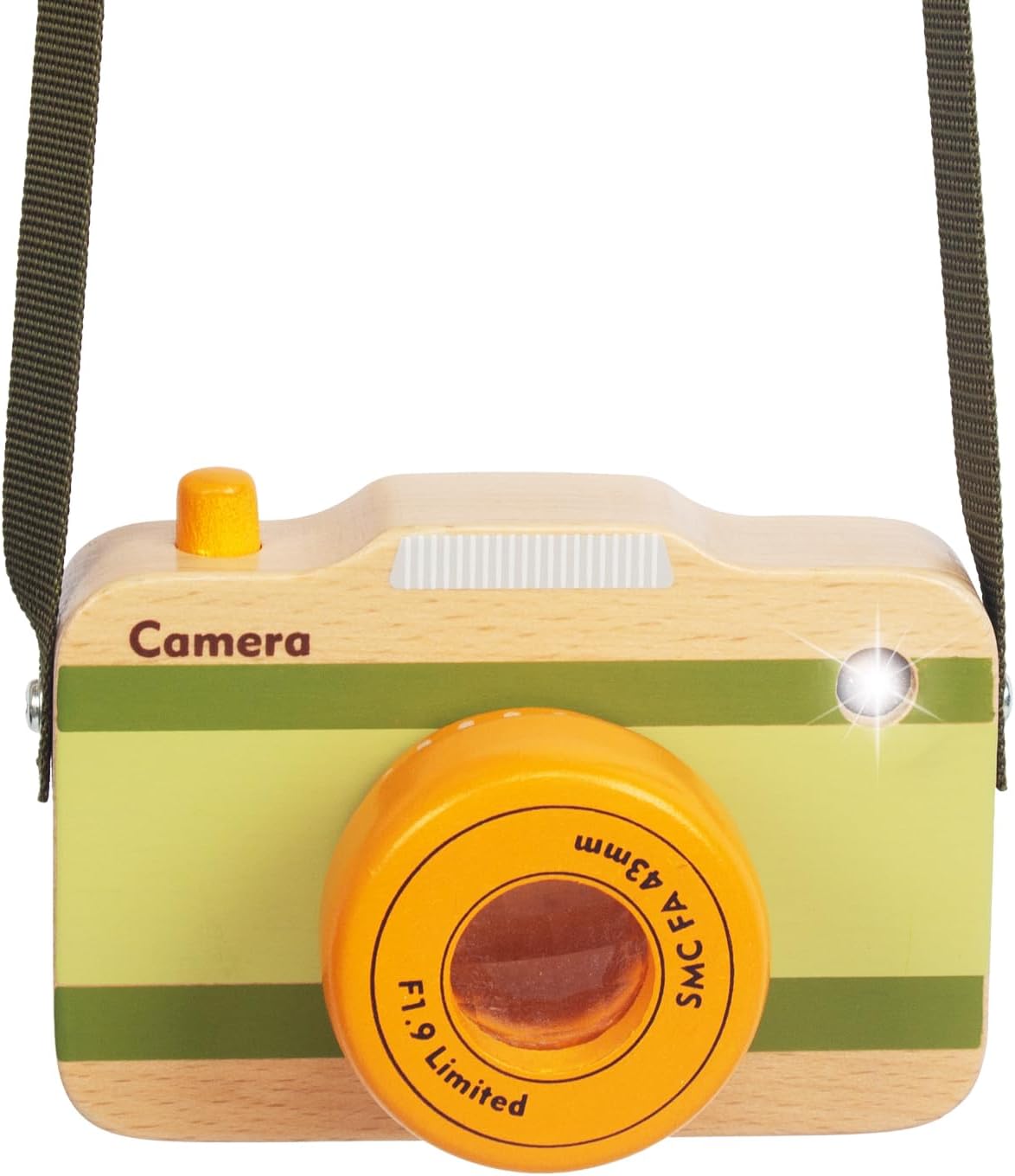 Wooden Mini Pretend Camera Toy with Real Sounds and Light - Photographer Toys for Kids