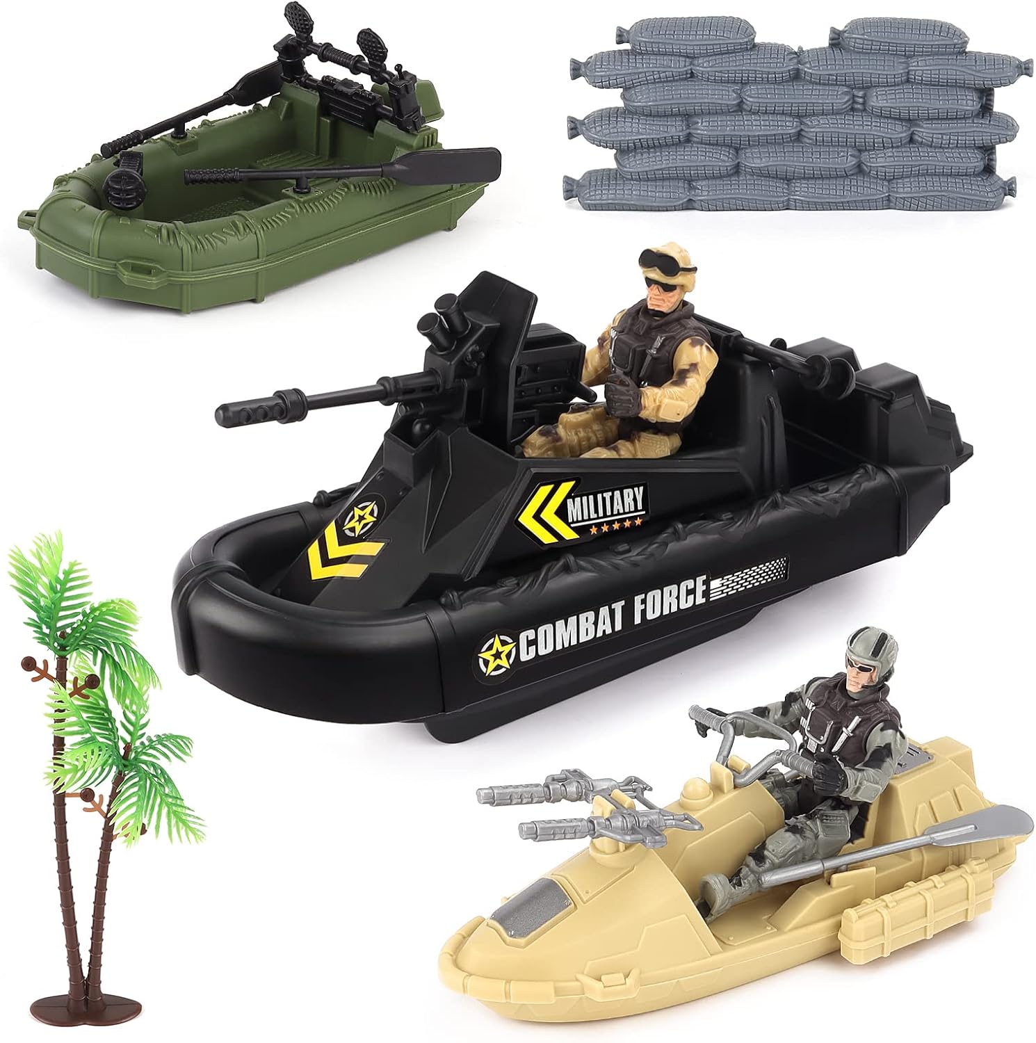 deAO Military Vehicles Set Combat Boat Toy - Navy Officer Toys