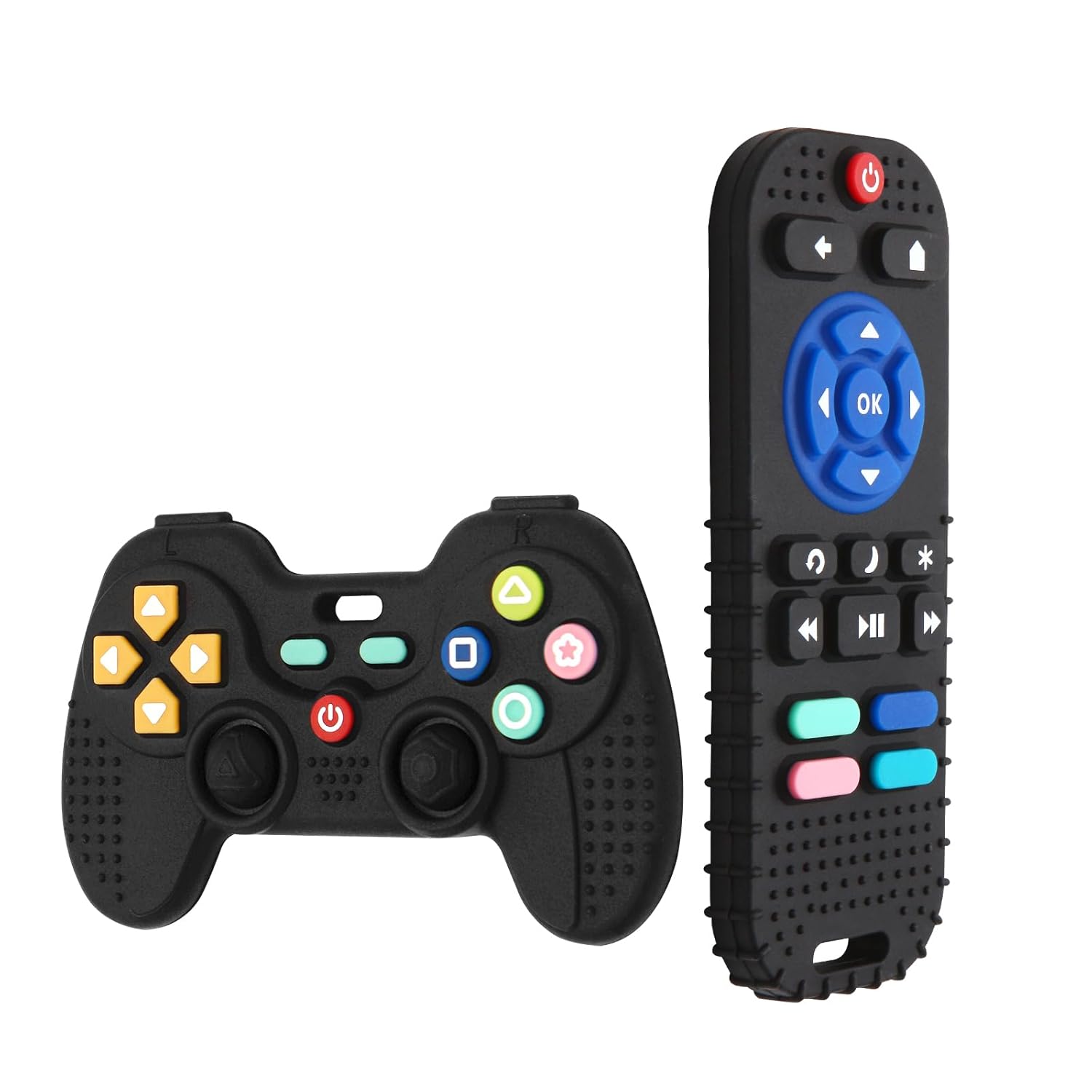 2 Pack Silicone Teething Toys for Babies Remote TV and Game Controller Shape