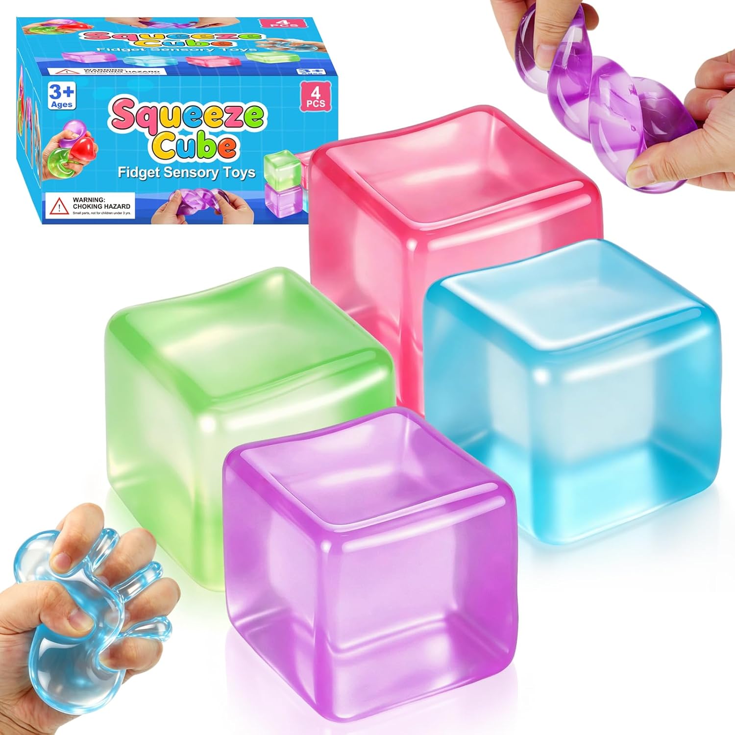 4 Pack Ice Cube Squishy - Ice Cube Squishy Toy for Kids and Adult