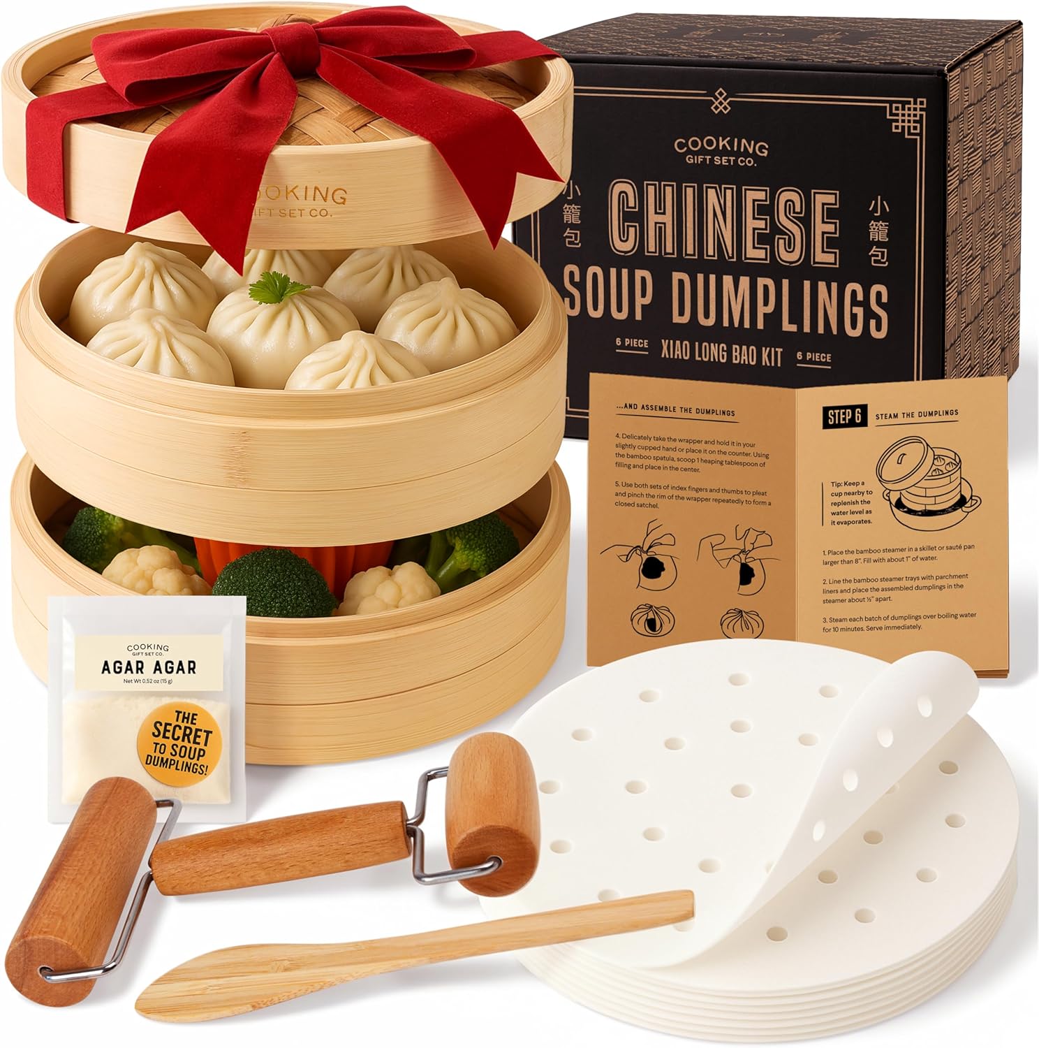 Cooking Gift Set Co. Bamboo Steamer Basket Soup Dumpling Kit - Dumpling Toys for Kids