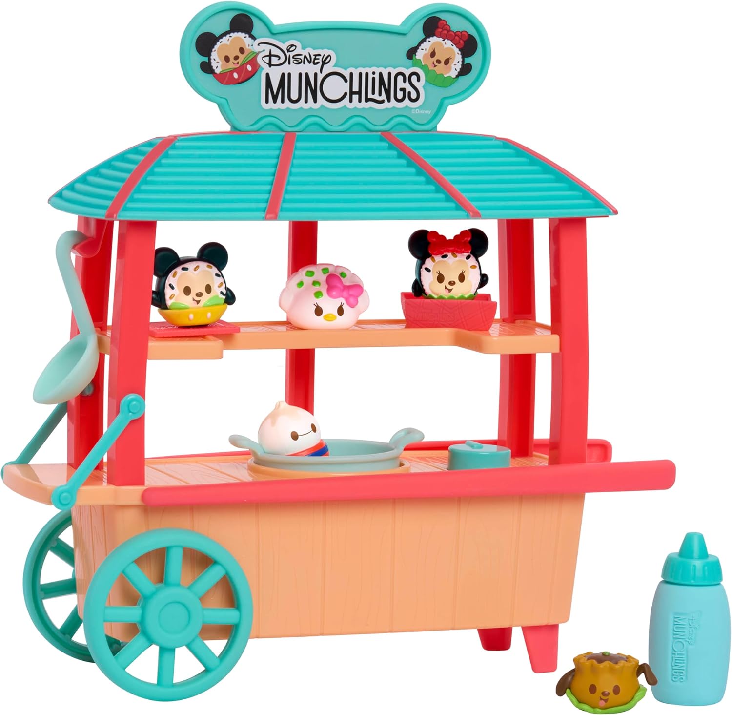 Disney Munchlings Dumpling Cart 11-Piece Color Change Figure Playset - Dumpling Toys for Kids