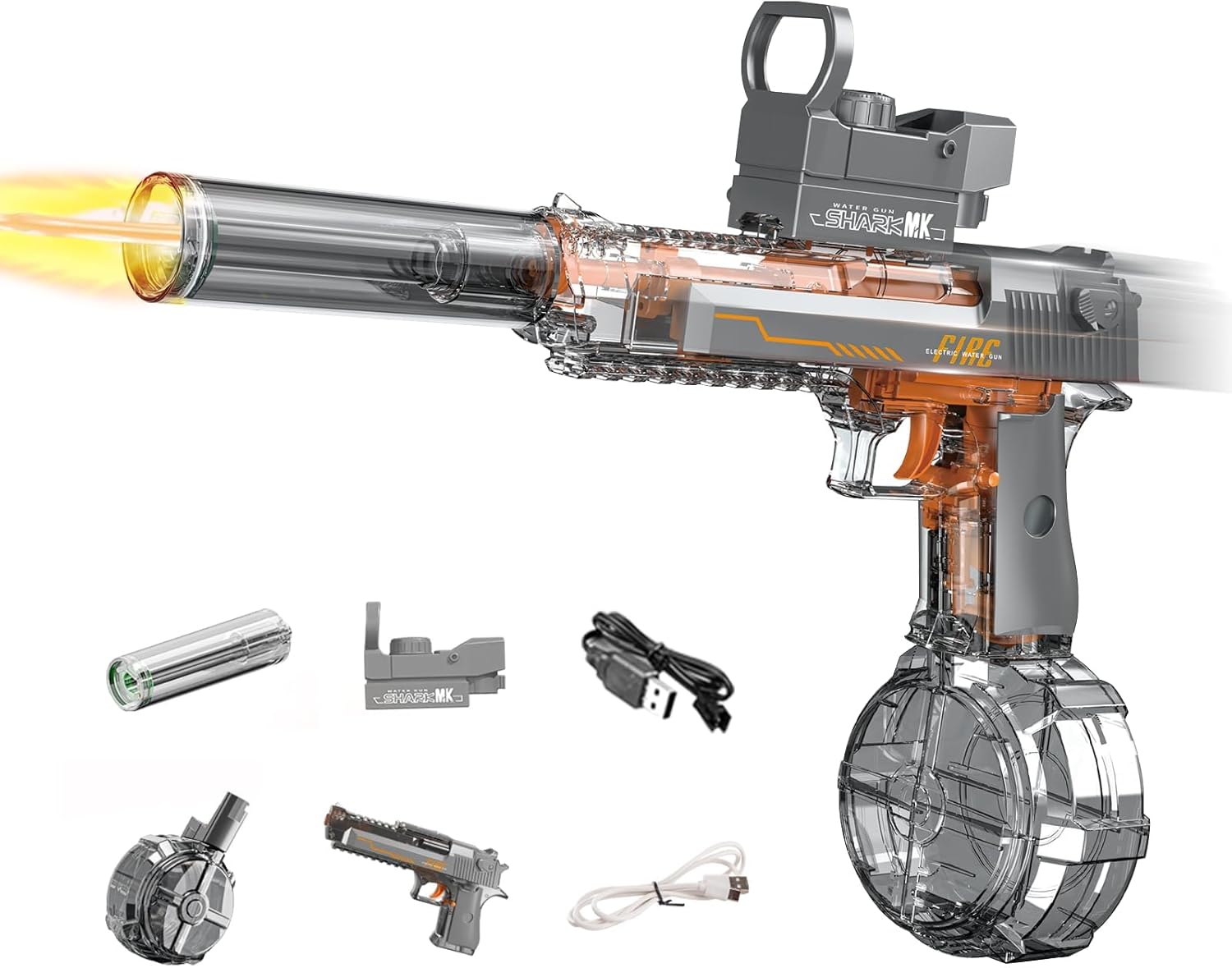Electric Water Gun for Adults Kids, Transparent Automatic Squirt Watergun - Gun Toys for Kids and Adult