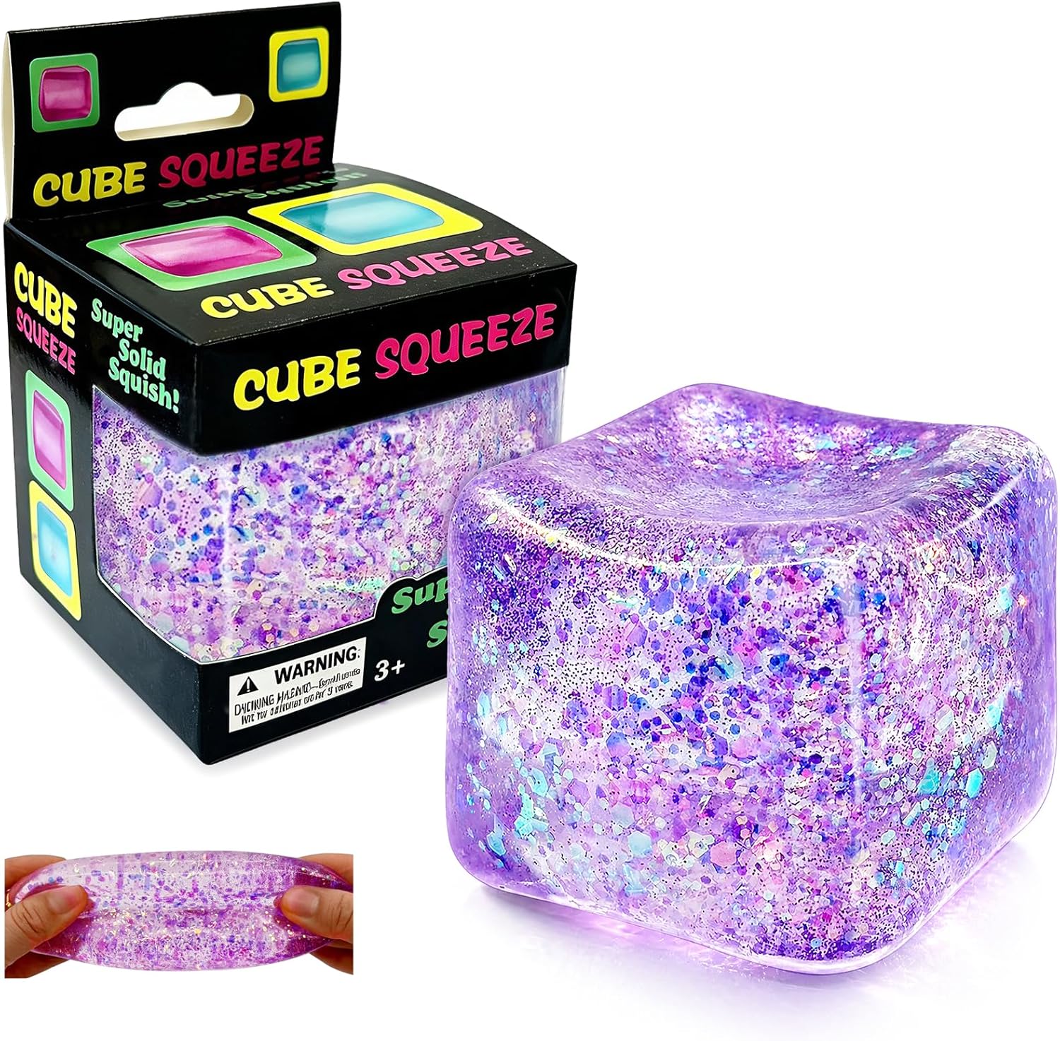 Glitter Nice Cube Squishy Purple Ice Cube Squeeze Toy - Ice Cube Squishy Toy for Kids and Adult