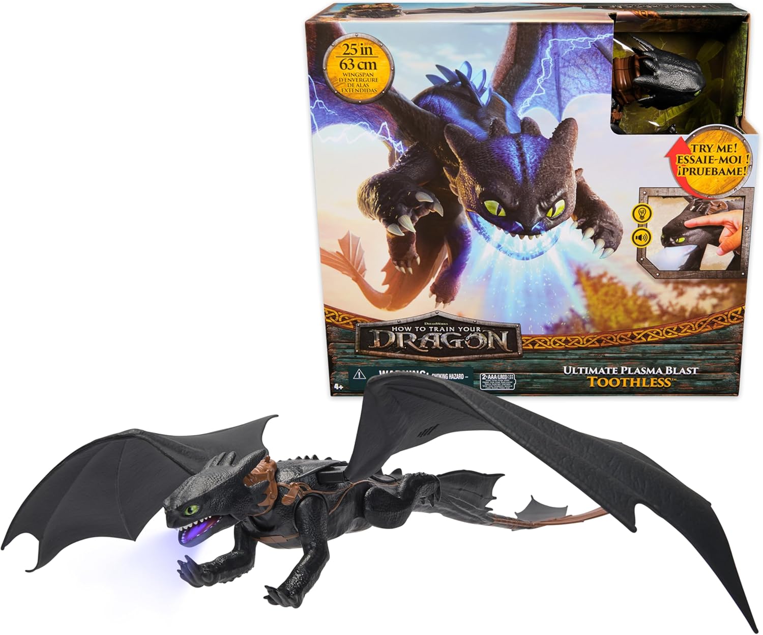 Ultimate Plasma Blast Toothless with Lights & Sounds Action Figure How to Train Your Dragon