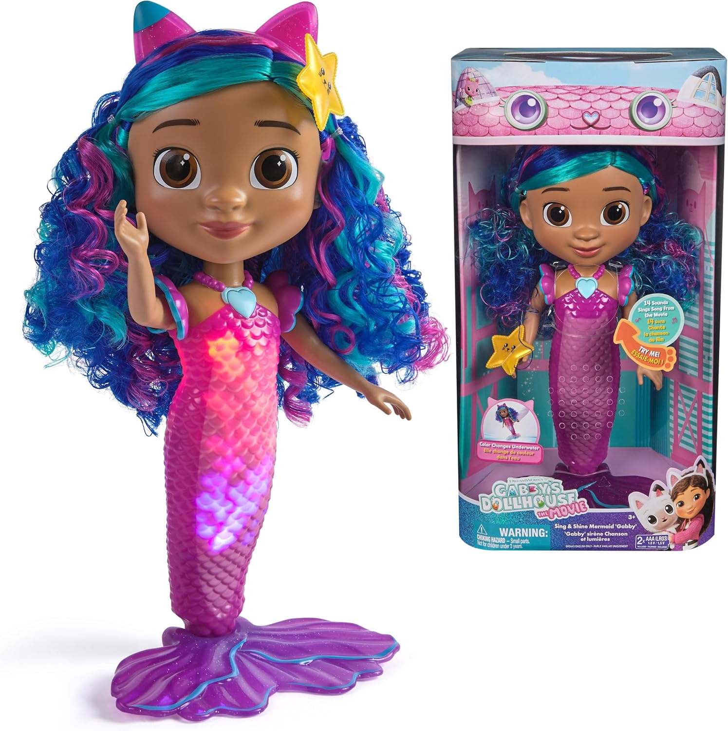 Gabby's Dollhouse The Movie Sing & Shine Mermaid Gabby