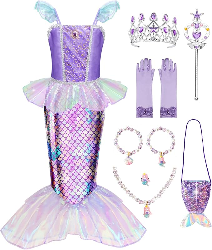 Meland Mermaid Dress for Girls Age 3-10
